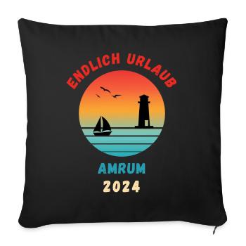 Amrum Urlaub 2024 Nordsee Idee - Sofakissenbezug 45 x 45 cm - Schwarz - Vorne
