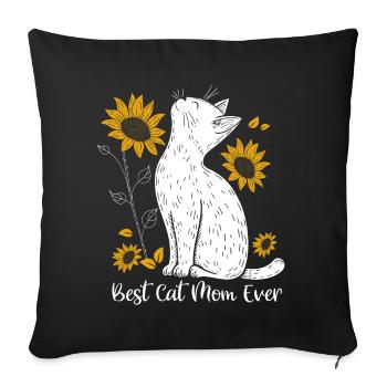 Best Cat Mom Ever - Sofa pillowcase 17,3'' x 17,3'' (45 x 45 cm) - black - Front