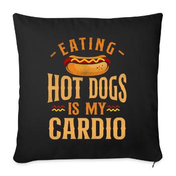Hot-dog adulte mangeant des hot-dogs est - Housse de coussin décorative 45 x 45 cm - noir - Devant