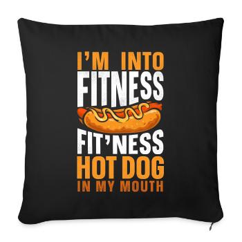 Hot Dog Adult Pun I'm Into Fitness - Sofa pillowcase 17,3'' x 17,3'' (45 x 45 cm) - black - Front