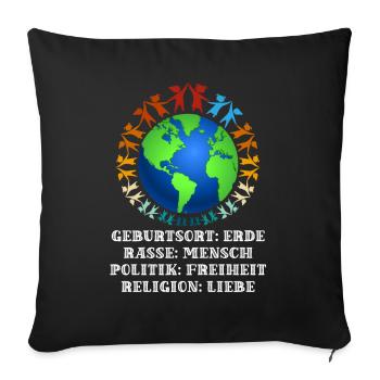 contre le racisme, contre la droite, contre les nazis, l’amour - Housse de coussin décorative 45 x 45 cm - noir - Devant