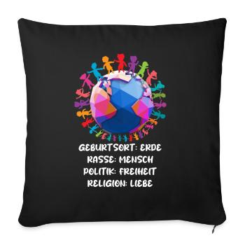 contre le racisme, contre la droite, contre les nazis, l’amour - Housse de coussin décorative 45 x 45 cm - noir - Devant