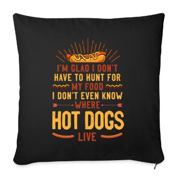 Hot Dog Adult I'm Glad I Don't - Sofa pillowcase 17,3'' x 17,3'' (45 x 45 cm) - black - Front