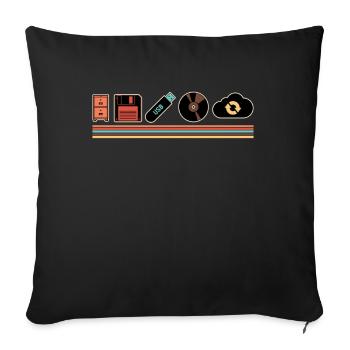 IT Geek, Accessoires PC Évolution des périphériques de stockage - Housse de coussin décorative 45 x 45 cm - noir - Devant