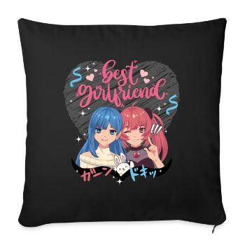 Best girlfriends pink heart - Housse de coussin décorative 45 x 45 cm - noir - Devant
