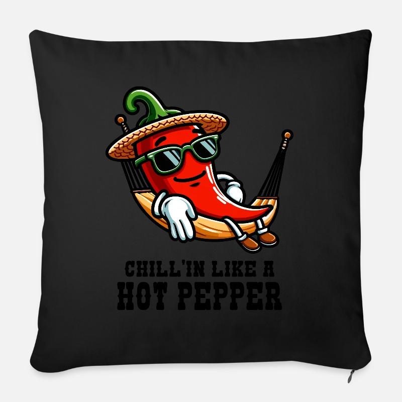 Chill’n Wie Ein Scharfer Paprika - Sofakissenbezug 45 x 45 cm - Schwarz