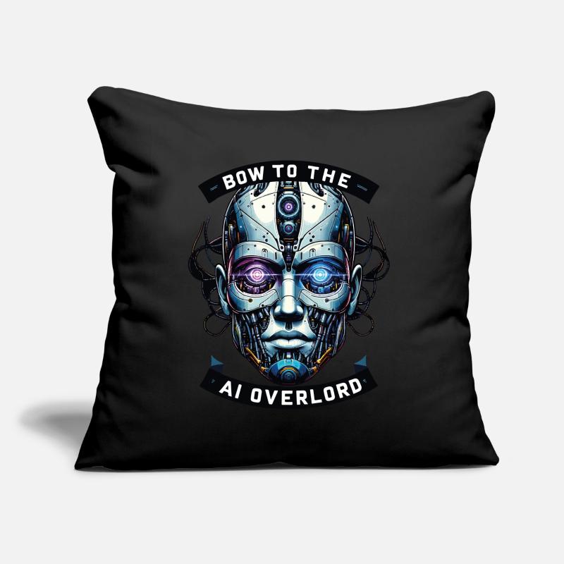 Inclinez-vous devant le seigneur de l’IA - Conception de cyborg. Housse de coussin décorative 45 x 45 cm
