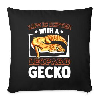 Life Is Better With A Leopard Gecko Lizard - Sofa pillowcase 17,3'' x 17,3'' (45 x 45 cm) - black - Front