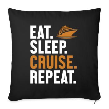 Croisière Eat Sleep Croisière répétée en bateau de croisière - Housse de coussin décorative 45 x 45 cm - noir - Devant