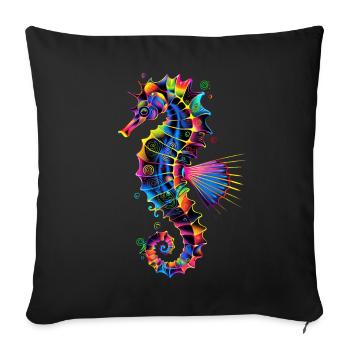 Seahorse Pop Art Colorful Aquarist Cute Seahorse - Sofa pillowcase 17,3'' x 17,3'' (45 x 45 cm) - black - Front