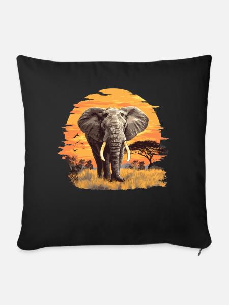 Elefanten Elefant - Sofakissenbezug 45 x 45 cm - Schwarz