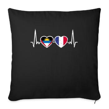 Antigua and Barbuda France Vintage Flag - Sofa pillowcase 17,3'' x 17,3'' (45 x 45 cm) - black - Front
