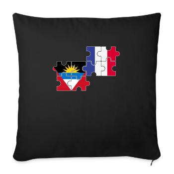 Antigua-et-Barbuda France Drapeau Antigua - Housse de coussin décorative 45 x 45 cm - noir - Devant