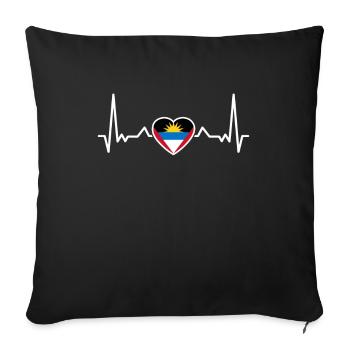 Antigua Barbuda Heartbeat Drapeau d’Antigua - Housse de coussin décorative 45 x 45 cm - noir - Devant