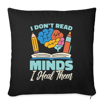 School Psych I Don't Read Minds School Counseling - Sofa pillowcase 17,3'' x 17,3'' (45 x 45 cm) - black - Front
