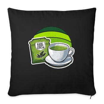 Thé chaud Earl Grey Girlie Coffee Lover Boissons chaudes - Housse de coussin décorative 45 x 45 cm - noir - Devant