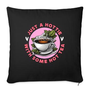 Thé chaud juste une bombasse avec du thé à la camomille - Housse de coussin décorative 45 x 45 cm - noir - Devant