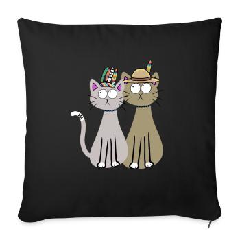 Katzen Katze Hippie Wilder Westen Kätzchen Kind - Sofakissenbezug 45 x 45 cm - Schwarz - Vorne