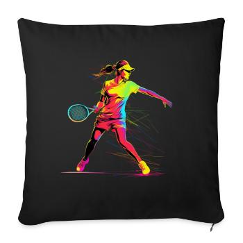 Tennis Filles Retrowave - Housse de coussin décorative 45 x 45 cm - noir - Devant