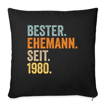 La Saint-Valentin Meilleur mari depuis 1980 - Housse de coussin décorative 45 x 45 cm - noir - Devant