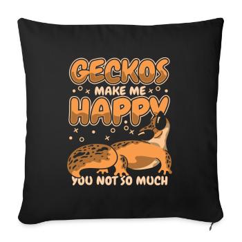Geckos Me Rendre Heureux Lézard Gekkota À Crête - Housse de coussin décorative 45 x 45 cm - noir - Devant