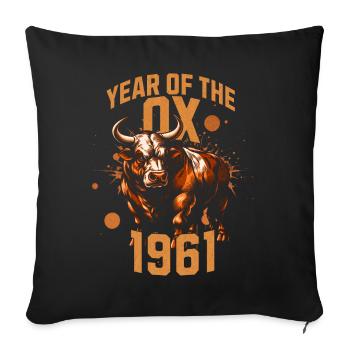 1961 - Year of the Ox - Chinese Zodiac - Sofa pillowcase 17,3'' x 17,3'' (45 x 45 cm) - black - Front