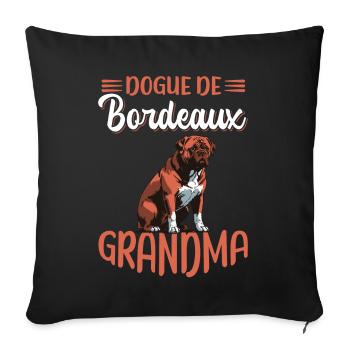 Dogue de Bordeaux Grand-mère Dogue Dogue Chien Cadeau - Housse de coussin décorative 45 x 45 cm - noir - Devant