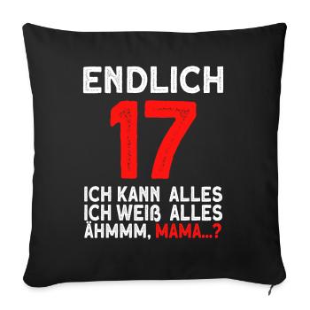 Finally 17 I can do everything, I know everything - Sofa pillowcase 17,3'' x 17,3'' (45 x 45 cm) - black - Front