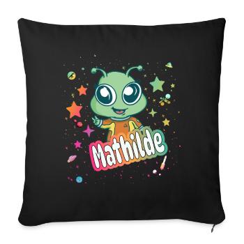 MATHILDE - Beau nom de fille avec un extraterrestre mignon - Housse de coussin décorative 45 x 45 cm - noir - Devant
