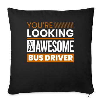 drôle de chauffeur de bus scolaire chauffeur de bus scolaire disant cadeau - Housse de coussin décorative 45 x 45 cm - noir - Devant