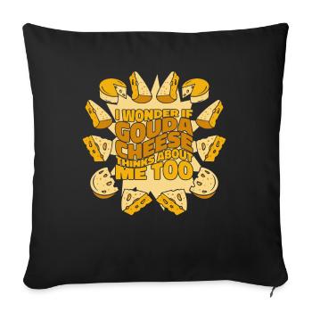 Je me demande si Gouda pense à moi aussi Queso Maker - Housse de coussin décorative 45 x 45 cm - noir - Devant