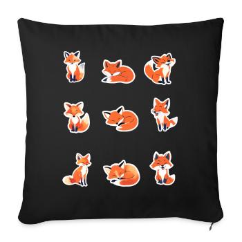 Petits renards - Renards mignons - Housse de coussin décorative 45 x 45 cm - noir - Devant