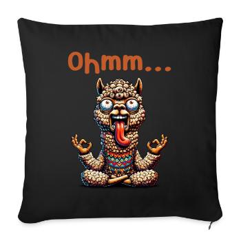 Ohmmm drôle yoga méditation sport - Housse de coussin décorative 45 x 45 cm - noir - Devant