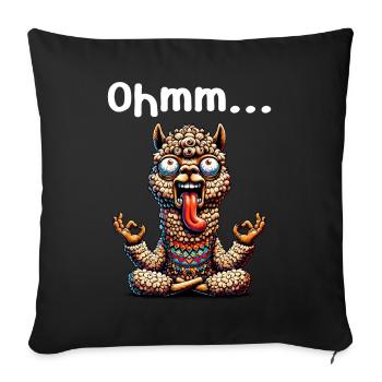 Ohmmm drôle yoga méditation sport - Housse de coussin décorative 45 x 45 cm - noir - Devant
