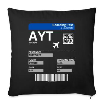 Billet d’embarquement à Antalya Idée de vacances à l’aéroport en Turquie - Housse de coussin décorative 45 x 45 cm - noir - Devant