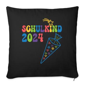 Start of school enrollment school child 2024 - Sofa pillowcase 17,3'' x 17,3'' (45 x 45 cm) - black - Front