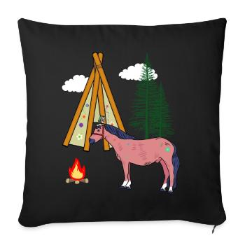Chamans Cheval Chevaux Ross Gaule Far West - Housse de coussin décorative 45 x 45 cm - noir - Devant