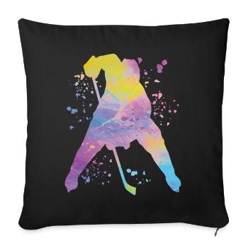 Eishockeyspieler Jungen Eishockey - Sofakissenbezug 45 x 45 cm - Schwarz - Vorne
