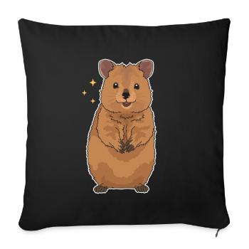 Quokka Kurzschwanzkänguru Quokkas Geschenk - Sofakissenbezug 45 x 45 cm - Schwarz - Vorne