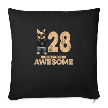 28 ans d’être un chien cool génial - Housse de coussin décorative 45 x 45 cm - noir - Devant