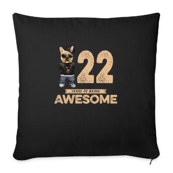 22 ans d’être un chien cool génial - Housse de coussin décorative 45 x 45 cm - noir - Devant