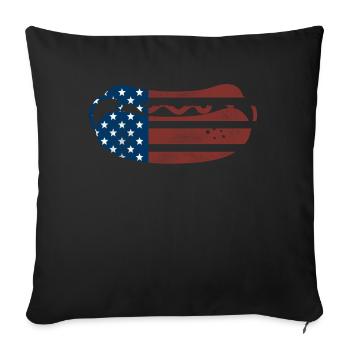Hot-dog Adulte Drapeau américain - Housse de coussin décorative 45 x 45 cm - noir - Devant
