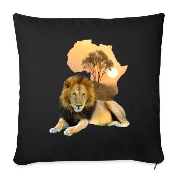 Lion - big cat in Africa - Sofa pillowcase 17,3'' x 17,3'' (45 x 45 cm) - black - Front