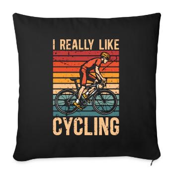 Cyclist I Really Like Cycling Retro Loves Cycling - Sofa pillowcase 17,3'' x 17,3'' (45 x 45 cm) - black - Front