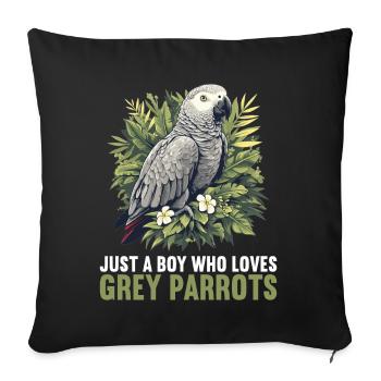 African grey parrots - Sofa pillowcase 17,3'' x 17,3'' (45 x 45 cm) - black - Front