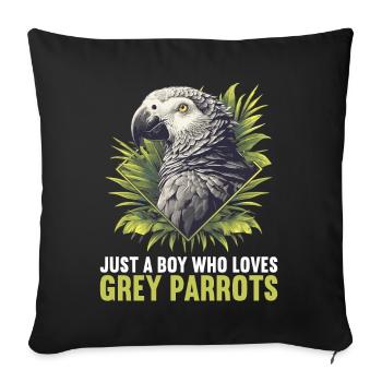 African grey parrots - Sofa pillowcase 17,3'' x 17,3'' (45 x 45 cm) - black - Front