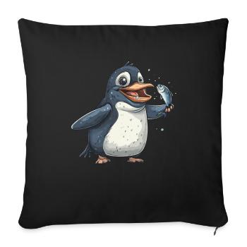 Pingouin Kawaii Pingouin mignon - Housse de coussin décorative 45 x 45 cm - noir - Devant