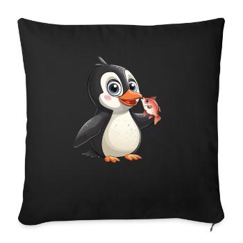 Pingouin Kawaii Pingouin mignon - Housse de coussin décorative 45 x 45 cm - noir - Devant