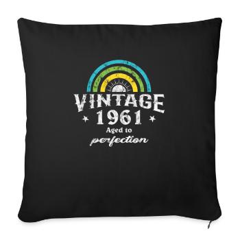 1961 Birthday Vintage Rainbow Sun - Sofa pillowcase 17,3'' x 17,3'' (45 x 45 cm) - black - Front