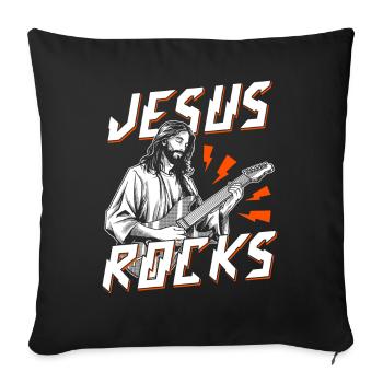 guitare, musicien, groupe de musique, guitariste, - Housse de coussin décorative 45 x 45 cm - noir - Devant